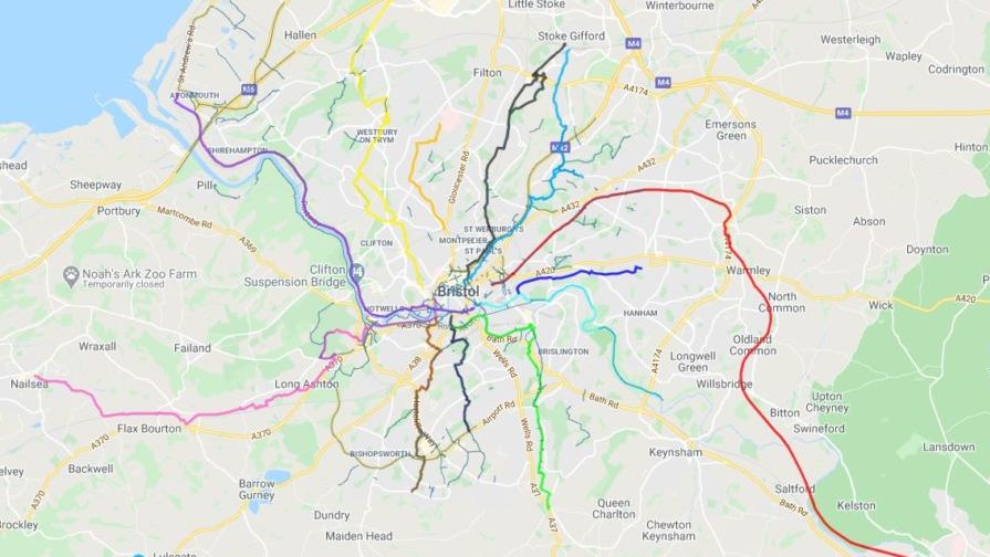 Map of Bristol cycle routes