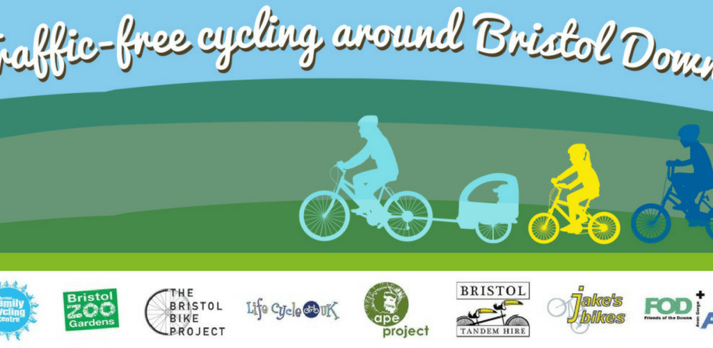 Traffic free cycling around Bristol Downs poster
