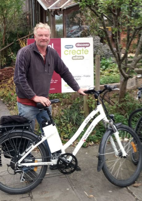 Man borrowing an electric bike