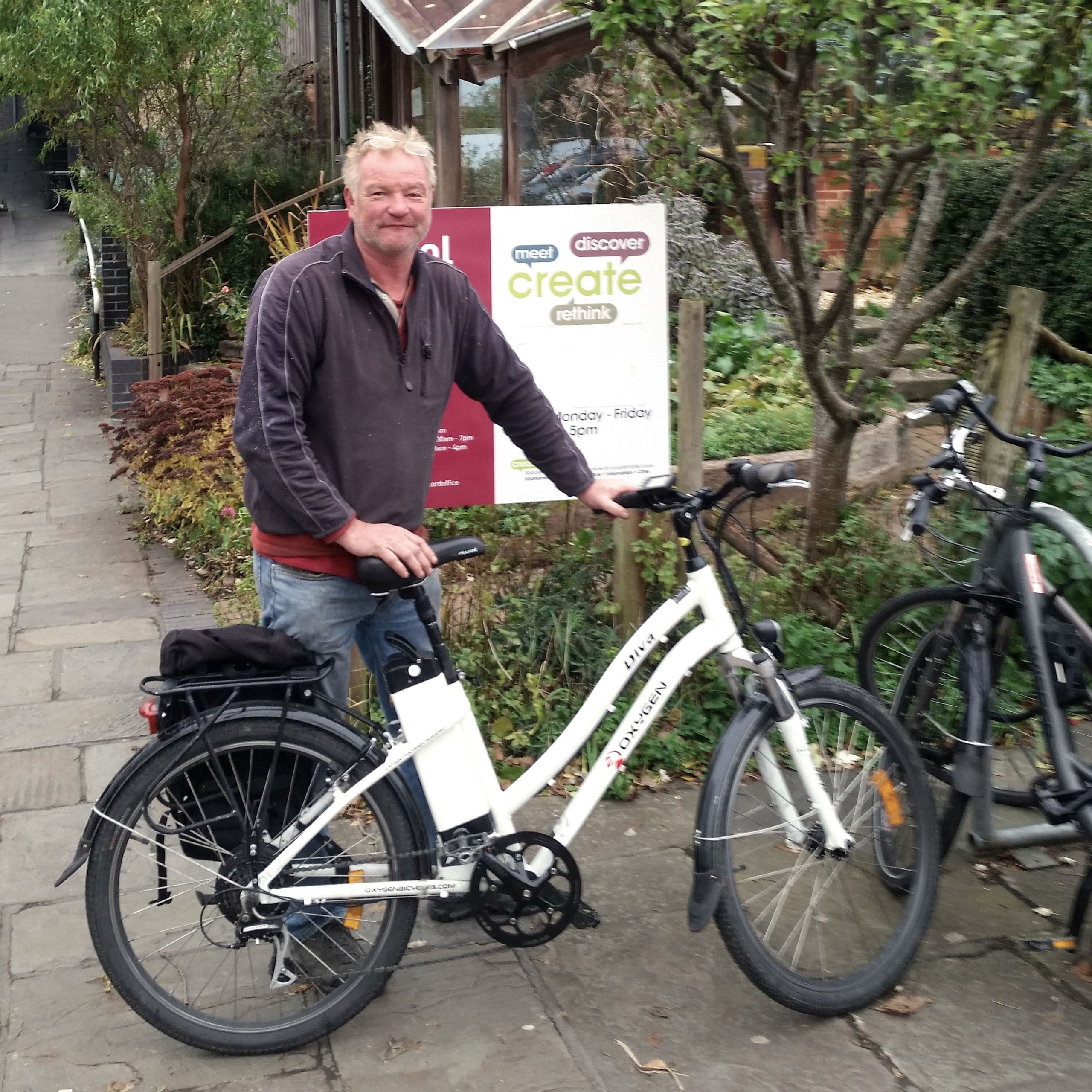 Man borrowing an electric bike