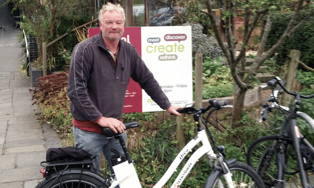 Man borrowing an electric bike