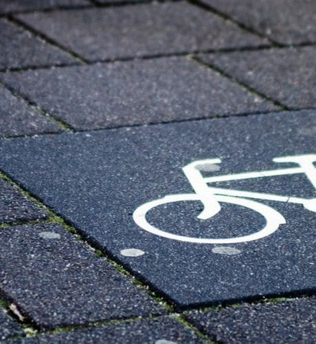 Close up of cycle symbol on public pavement