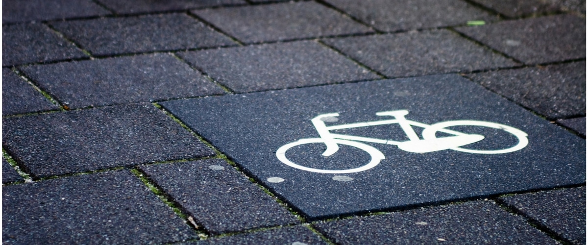 Close up of cycle symbol on public pavement