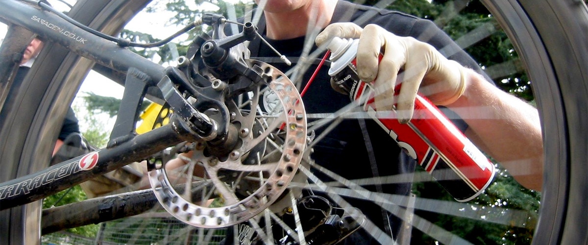Bike mechanic fixing a bike