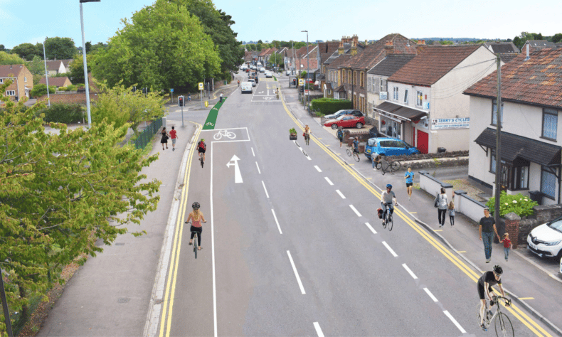 Concept art for cycle lanes in Yate