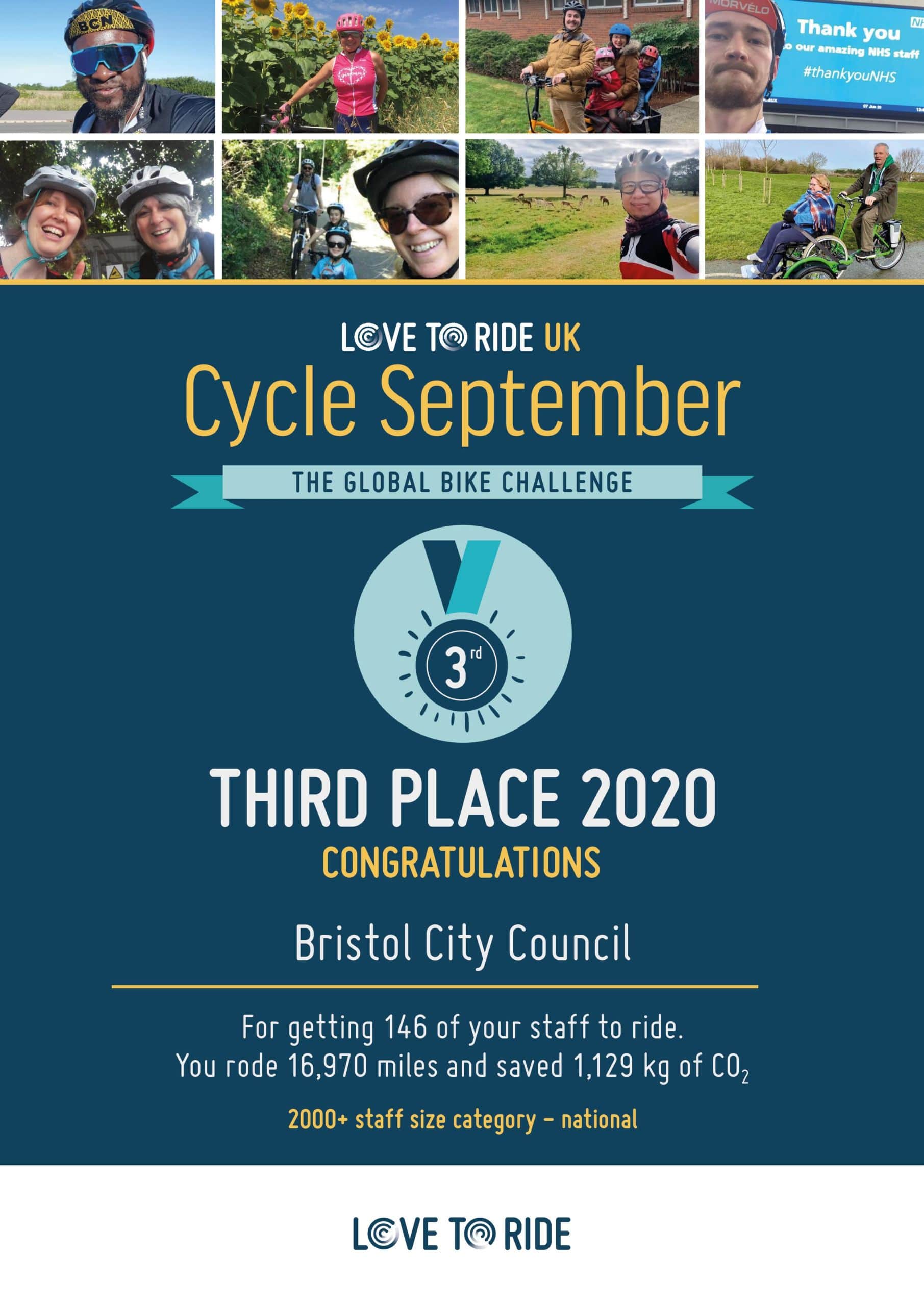 Image of Bristol City Council 3rd place certificate