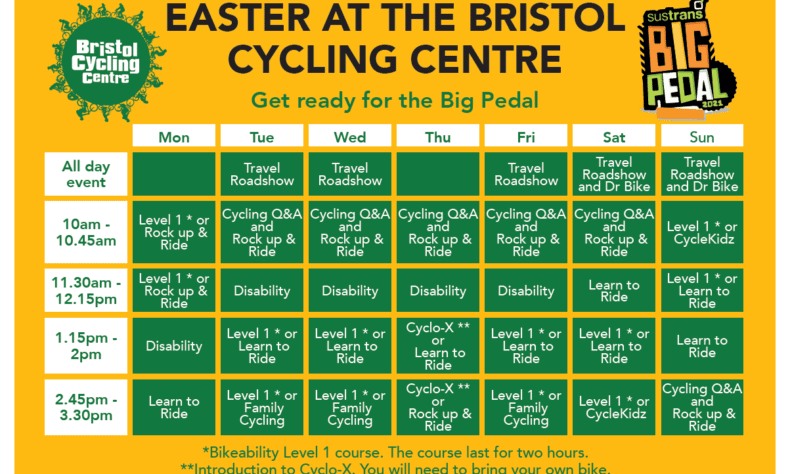 Illustrative image of the upcoming Family Cycling Centre timetable