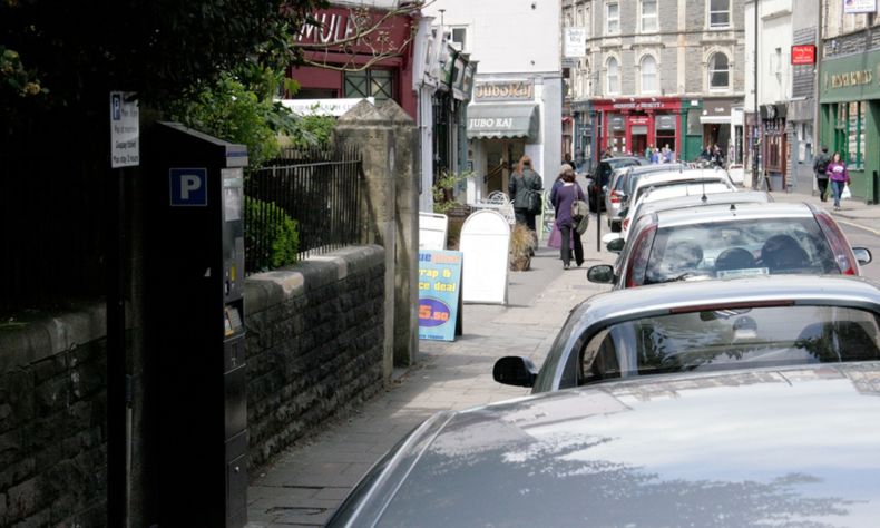 Cotham Hill Bristol shops with parked cars