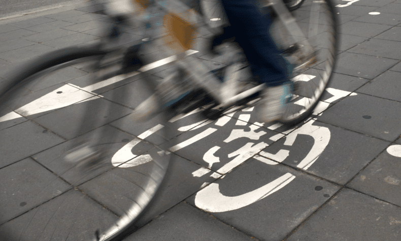 Close up image of cycle lane markings