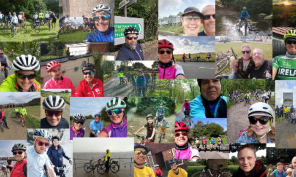 Montage of people cycling around the world